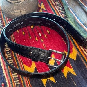 Vintage Black Bison 44 Leather Belt NWOT
